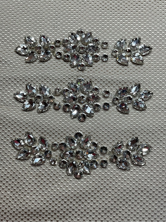 U Other - Three Fancy Crystal Rhinestones Appliqué Sew On Wedding Dress Decor